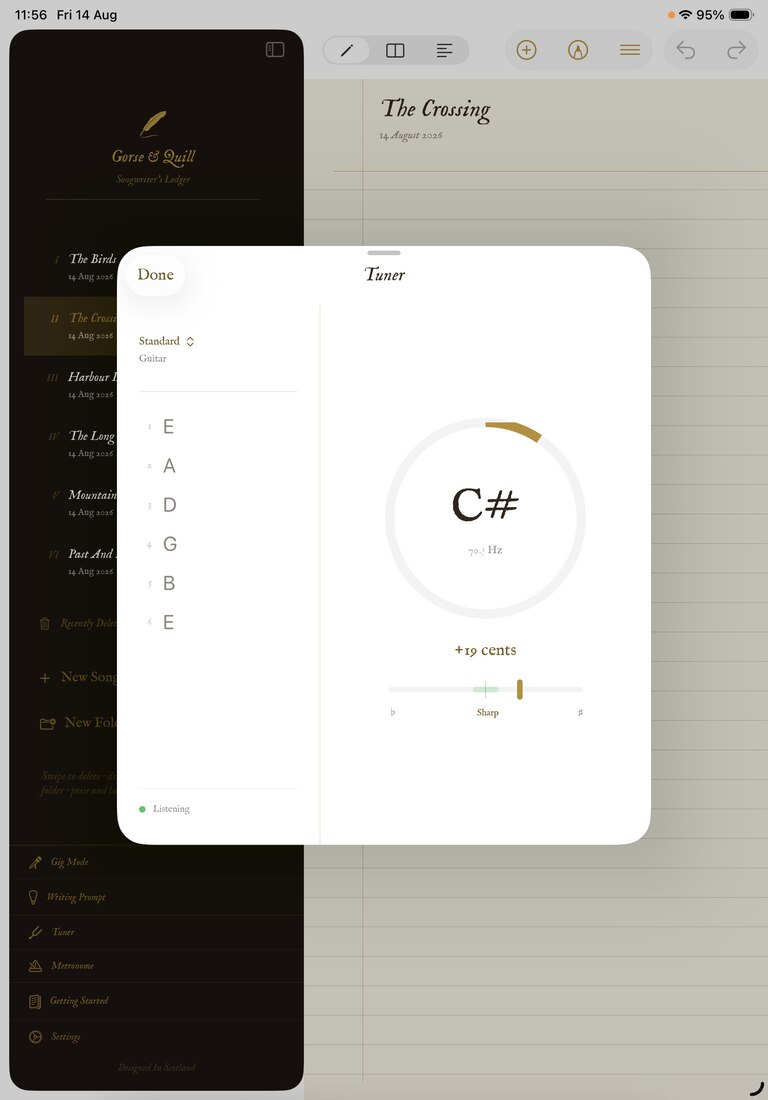 Built-in guitar tuner